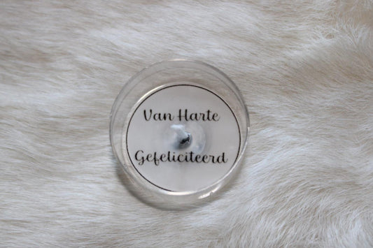 Waxinelicht 'Van harte gefeliciteerd'